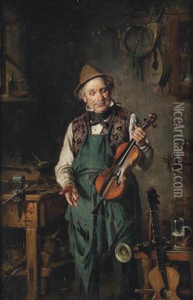 The Instrument Maker's Workshop Oil Painting - Hermann Kern