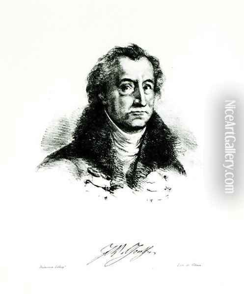 Johann Wolfgang Goethe 1749-1831 engraved by Delacroix Oil Painting - Villain