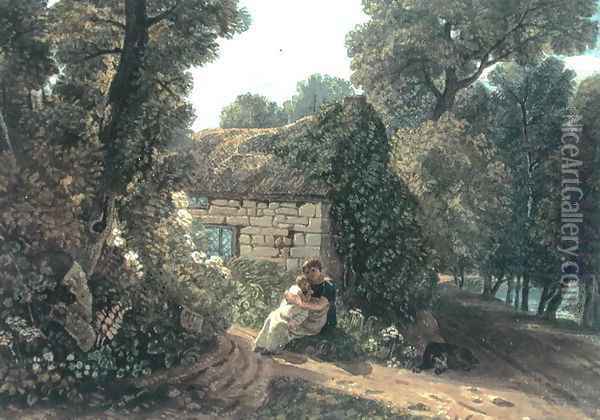 Cottage at Bonchurch Isle of Wight 1819 Oil Painting - Joshua Cristall