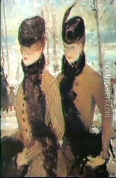 Royalties Walking In Hyde Park Oil Painting - Jacques-Emile Blanche
