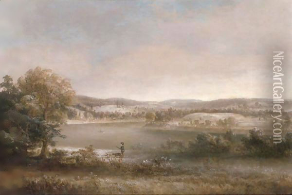 Early Winter, Hiawatha Island, Owego, New York Oil Painting - Thomas Doughty