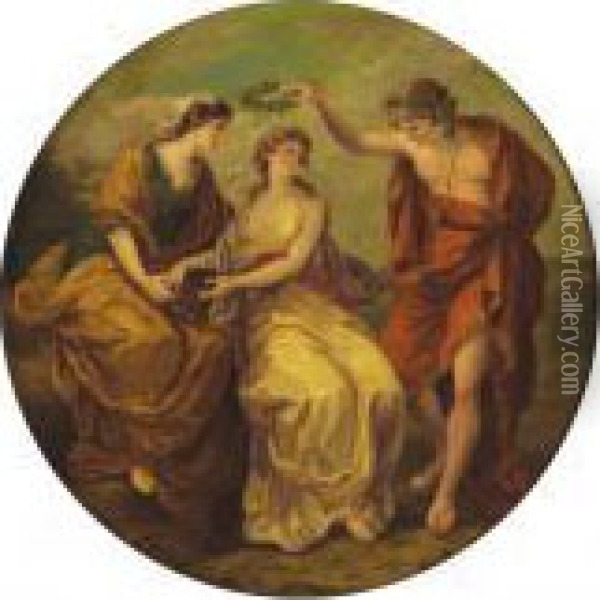 Apollo, Clio And Calliope Oil Painting - Angelica Kauffmann