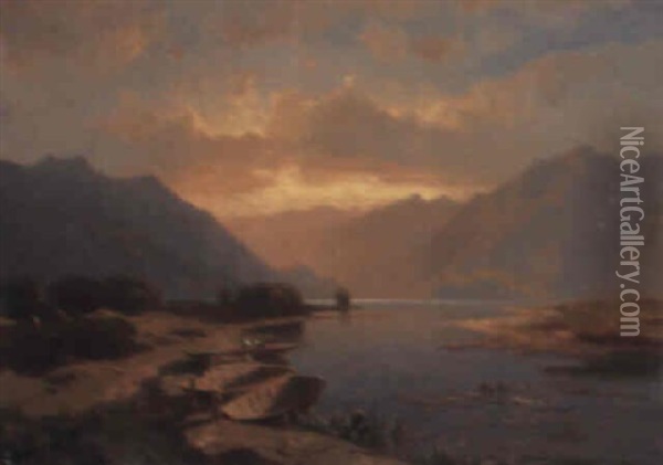 Seeufer Oil Painting - Alexandre Calame
