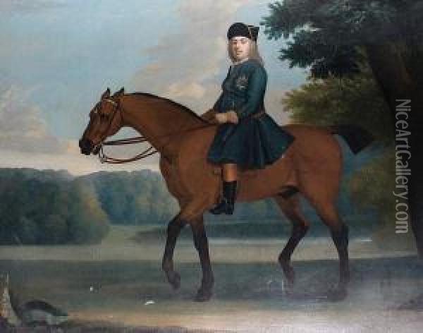 A Gentleman On A Chestnut Stallion Oil Painting - James Seymour And Thomas Spencer