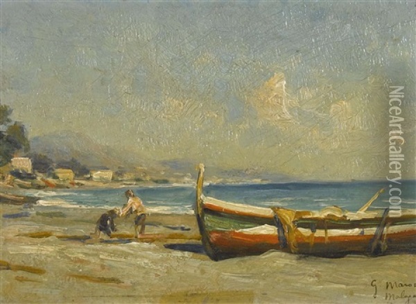 Strand Bei Malaga Oil Painting - Georges Philibert Charles Maroniez