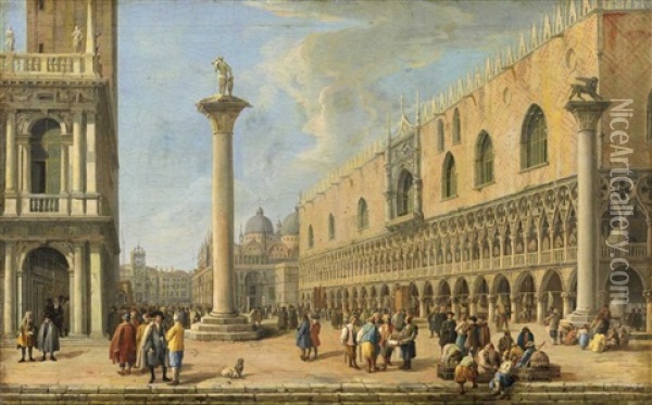 View Of Venice With The Piazzetta Di San Marco And Palazzo Ducale Oil Painting - Luca Carlevarijs