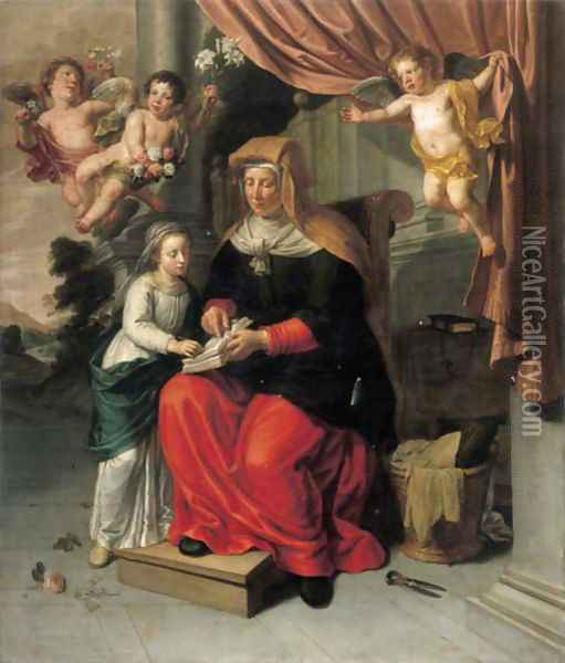 The Education of the Virgin Oil Painting - Pieter van Lint