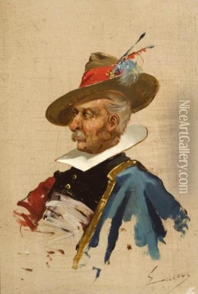 Personaje Velazqueno Oil Painting - Eugenio Lucas Villamil