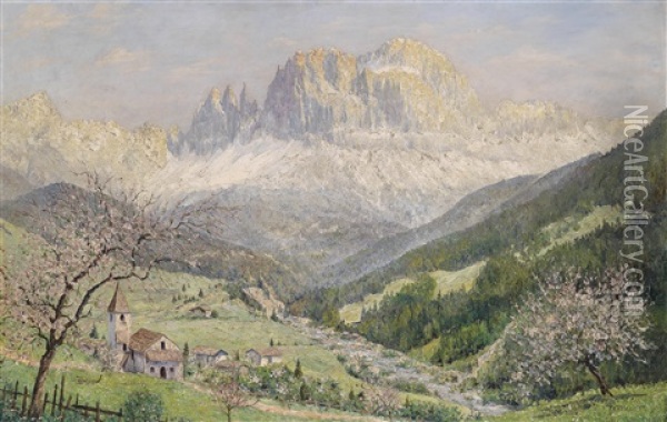 Blick Auf Den Rosengarten Oil Painting - Walter Thamm