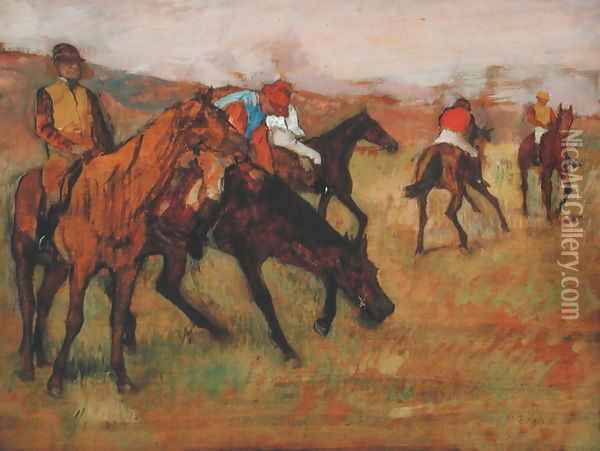 Before the Races, c.1882 Oil Painting - Edgar Degas
