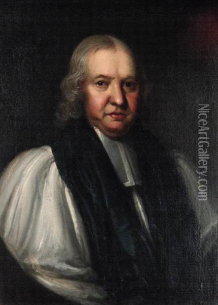 Portrait Of The Bishop Of Ripon, Half-length, In Clerical Dress,feigned Oval Oil Painting - William Hogarth