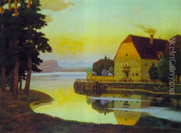 Die Letzten Sonnenstrahlen Oil Painting - Eduard Kasparides