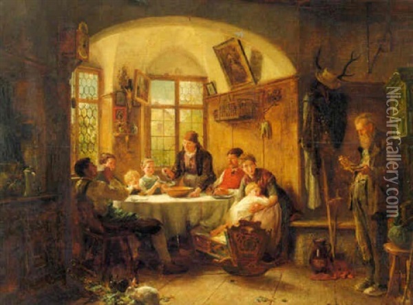 Alt Und Jung Oil Painting - Felix Schlesinger