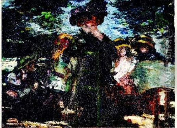 Madame Ely Et Ses Enfants Oil Painting - Louis Leydet