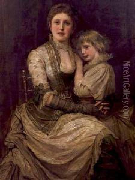 Ritratto Di Madre Con Figlia Oil Painting - Phillip Richard Morris