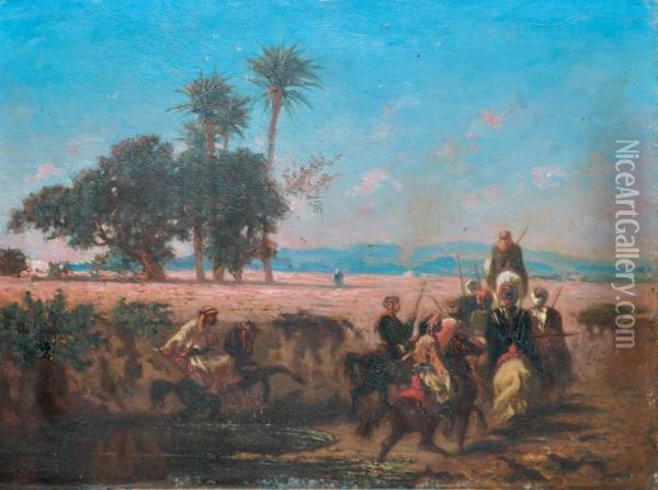 Le Gue Du Seyfous Pres De Damas, 
Syrie Oil Painting - Narcisse Berchere