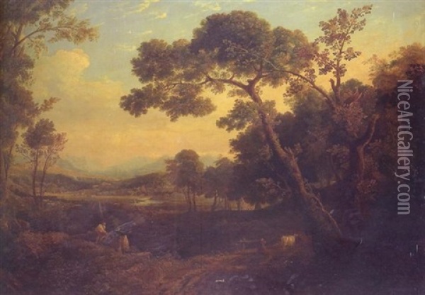 Paysage Avec Paysan Rentrant Son Troupeau Oil Painting - John Crome the Elder