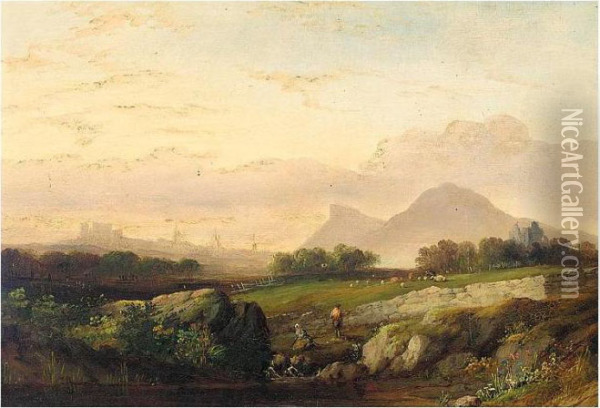 A Distant View Of Edinburgh Oil Painting - John Knox