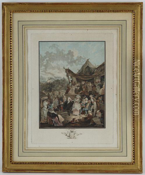 Le Menuet De La Mariee Et La Noce Au Chateau Oil Painting - Philibert-Louis Debucourt