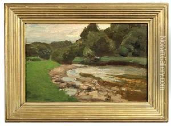 Swabian River Landscape In Summer Oil Painting - Otto Reiniger
