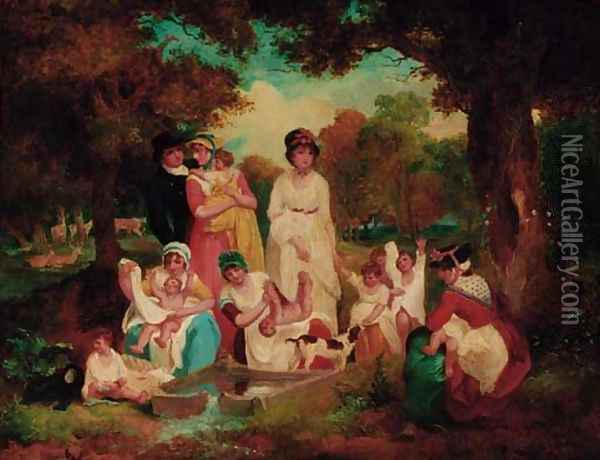 The Dipping Well, Hyde Park, London Oil Painting - Attibuted To Francis Wheatley