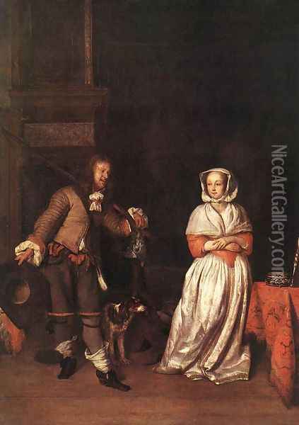 The Hunter and a Woman Oil Painting - Gabriel Metsu