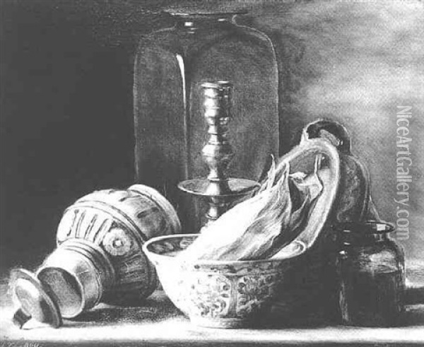 A Still Life With A Chinese Bowl Oil Painting - Jacobus Van Looy