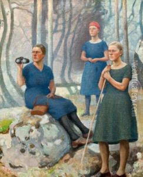 Girls On Excursion Oil Painting - Pekka Halonen