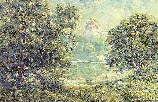 Central Park and Temple Beth El Oil Painting - Ernest Lawson
