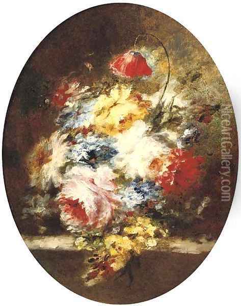 A lavish flower still life Oil Painting - Narcisse-Virgile Diaz de la Pena
