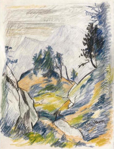 Hohlweg Im Gebirge Oil Painting - Giovanni Giacometti