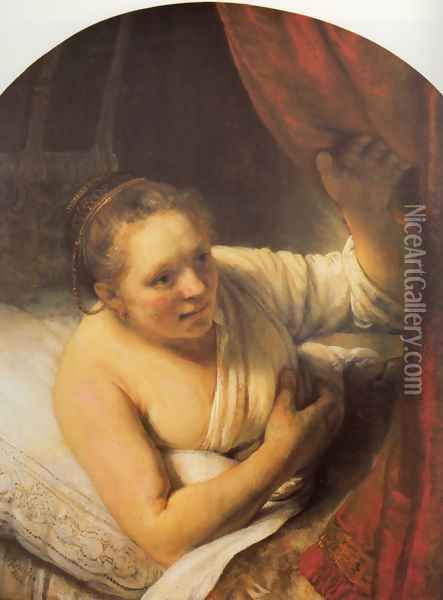 Sarah Waiting for Tobias Oil Painting - Rembrandt Van Rijn