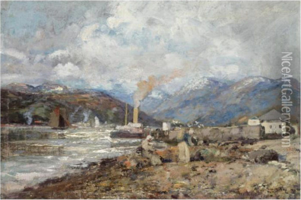 The Steamer, Helensburgh Oil Painting - James Kay