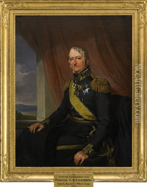 Portratt Av Generallojtnant Friherre Gustaf Olof Lagerbring Oil Painting - Johan Gustav Sandberg