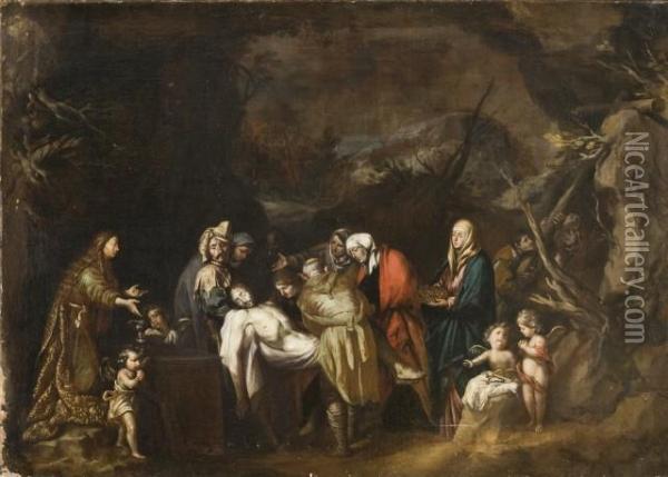 La Mise Au Tombeau Du Christ Oil Painting - Antonio Del Castillo Y Saavedra