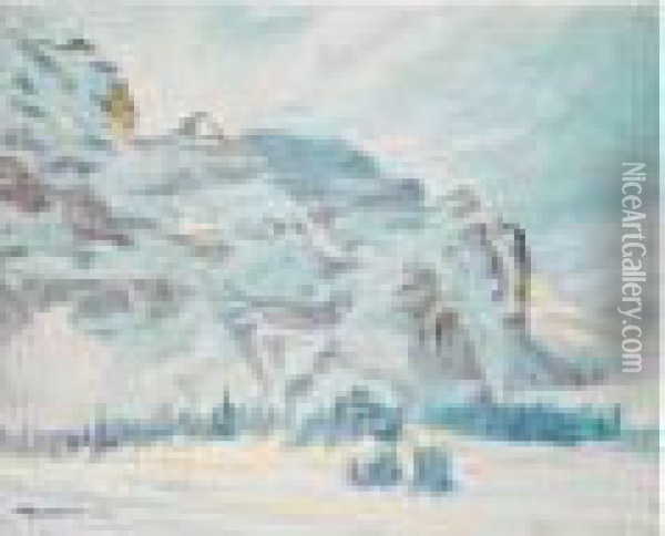 Wintermorgen Am Schwarzmonch Oil Painting - Hans Beat Wieland