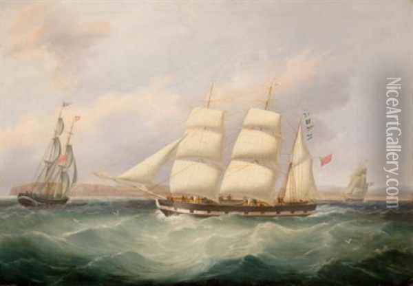 Ships In Sail Oil Painting - Joseph Heard