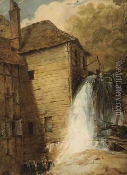 An Overshot Mill, c.1802-3 Oil Painting - John Sell Cotman