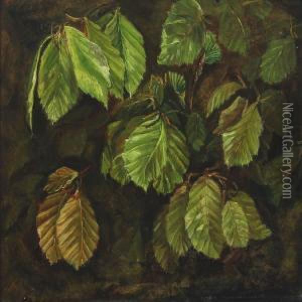 Beech Leaves Oil Painting - Otto Didrik Ottesen