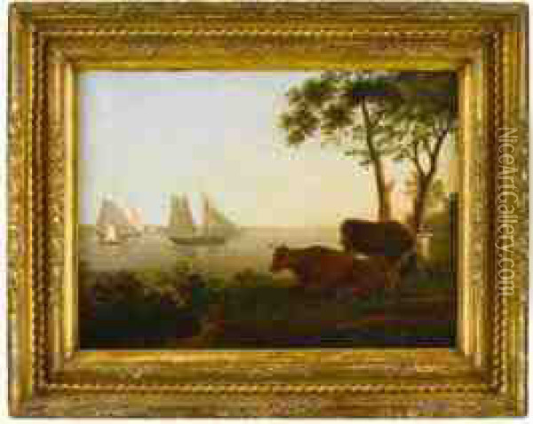 View Of The Chesapeake Or Delaware River Banks Oil Painting - Thomas Birch