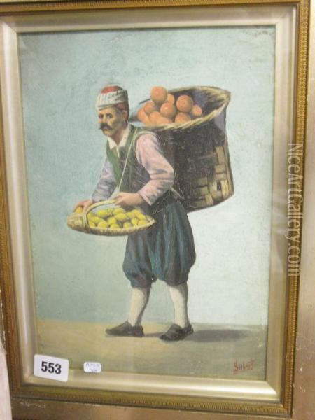 Turkish Street Seller With Oranges Oil Painting - Ellen Gilbert