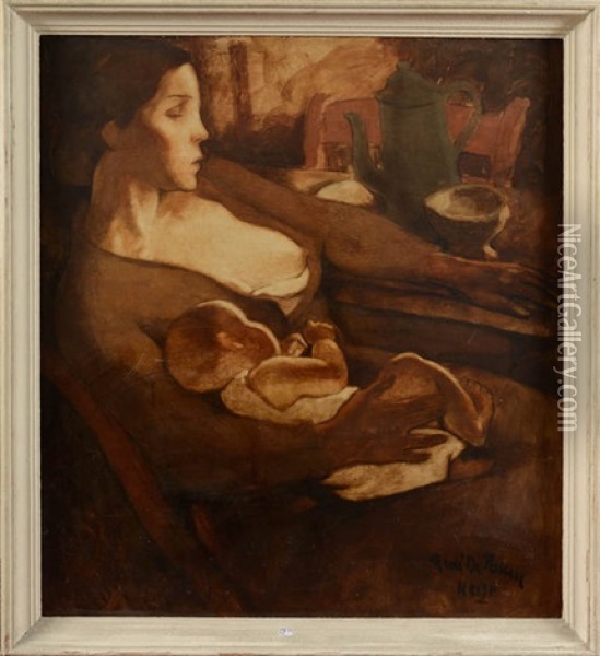 Femme De Marin, Femme De Chagrins Oil Painting - Rene De Pauw