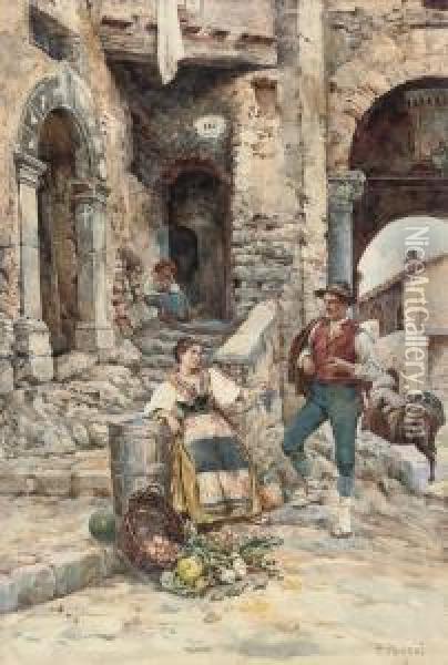 The Vegetable Seller Oil Painting - Paolino Pavesi