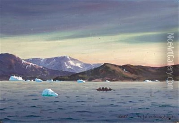 View From Julianehaabs Inlet Oil Painting - Emanuel A. Petersen