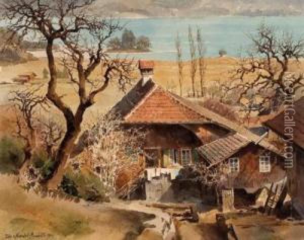Altes Landhaus Mit Blick Auf See Oil Painting - Eduard, Freiherr Von Handel-Mazetti
