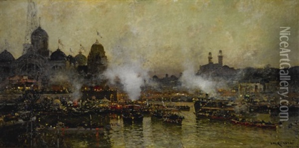Les Quais De La Seine, 1900 Oil Painting - Luigi Loir