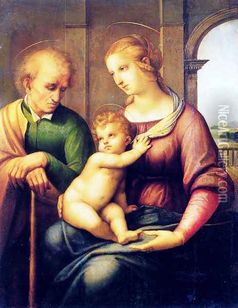 Holy Family with St. Joseph Oil Painting - Raffaelo Sanzio