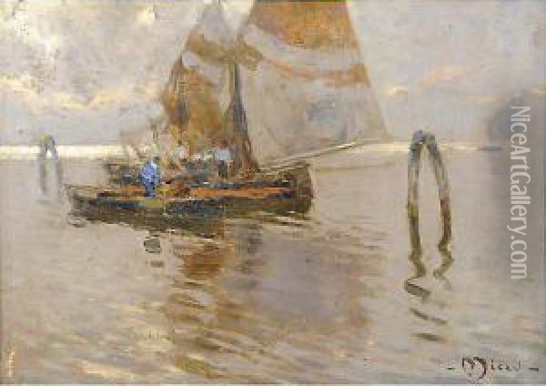 Barche Di Pescatori Oil Painting - Giuseppe Miceu