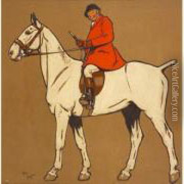 Cavalier A Cheval. Oil Painting - Cecil Charles Aldin
