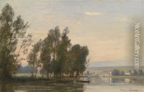 La Seine - Moret Sur Loing Oil Painting - Eugene Antoine Samuel Lavieille